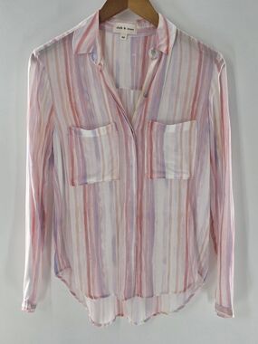 cloth & stone Pastel Multi-Stripe Button Up Long Sleeve Womens Size XSmall